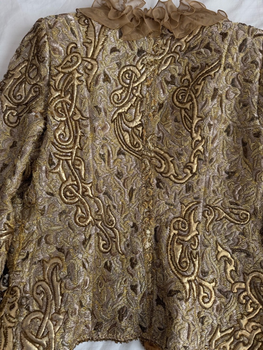 Vintage Couture Oscar de la Renta Gold Metallic Brocade Jacket - Picture 6 of 8